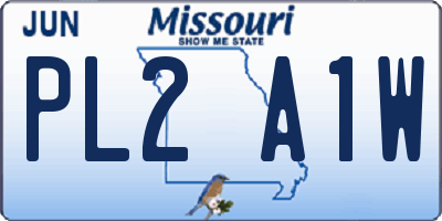 MO license plate PL2A1W