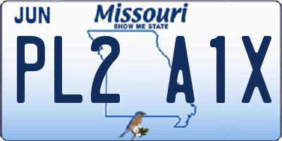 MO license plate PL2A1X