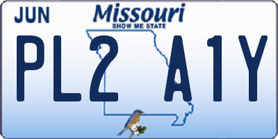 MO license plate PL2A1Y