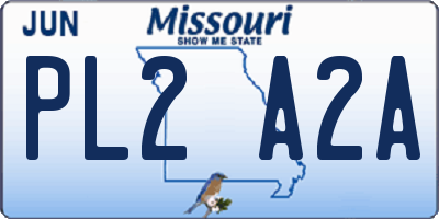 MO license plate PL2A2A