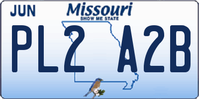 MO license plate PL2A2B