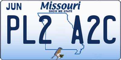 MO license plate PL2A2C