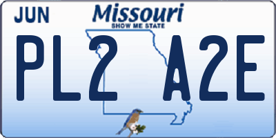 MO license plate PL2A2E