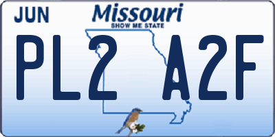 MO license plate PL2A2F