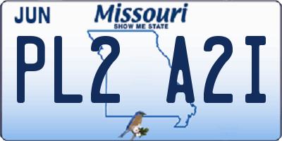 MO license plate PL2A2I