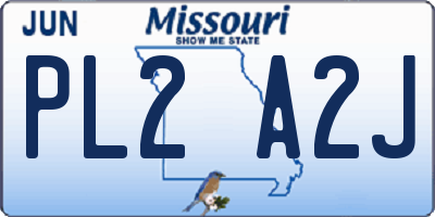 MO license plate PL2A2J