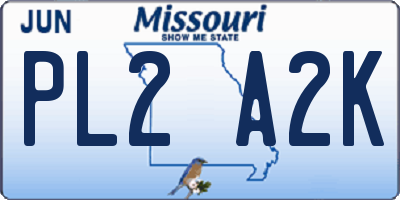 MO license plate PL2A2K