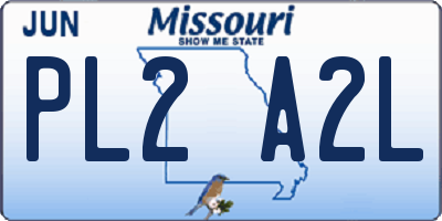 MO license plate PL2A2L