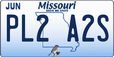 MO license plate PL2A2S
