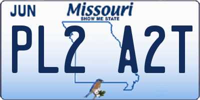 MO license plate PL2A2T