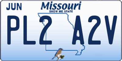 MO license plate PL2A2V