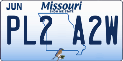 MO license plate PL2A2W