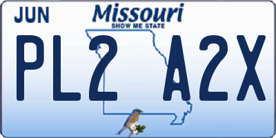MO license plate PL2A2X