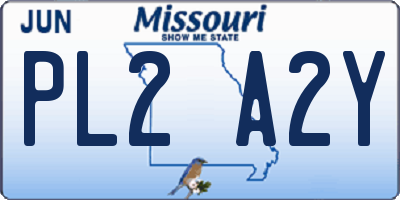 MO license plate PL2A2Y