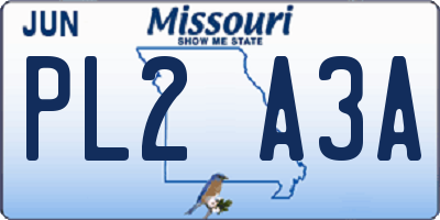 MO license plate PL2A3A