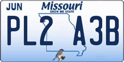 MO license plate PL2A3B
