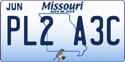 MO license plate PL2A3C