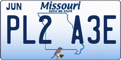 MO license plate PL2A3E