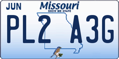 MO license plate PL2A3G