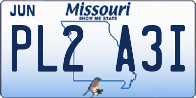 MO license plate PL2A3I