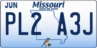 MO license plate PL2A3J