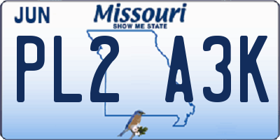 MO license plate PL2A3K