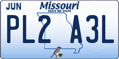 MO license plate PL2A3L