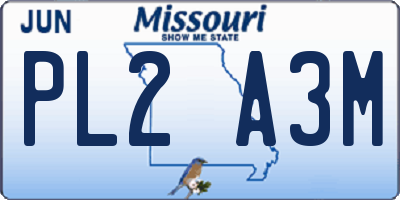 MO license plate PL2A3M