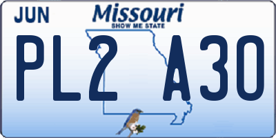 MO license plate PL2A3O