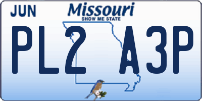 MO license plate PL2A3P