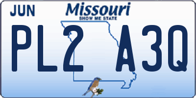 MO license plate PL2A3Q
