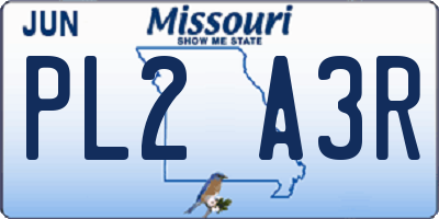 MO license plate PL2A3R