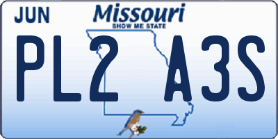 MO license plate PL2A3S