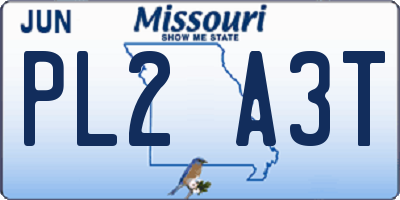 MO license plate PL2A3T