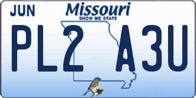 MO license plate PL2A3U