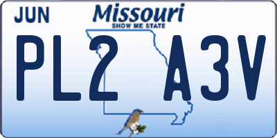 MO license plate PL2A3V