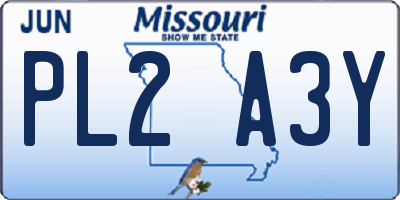 MO license plate PL2A3Y