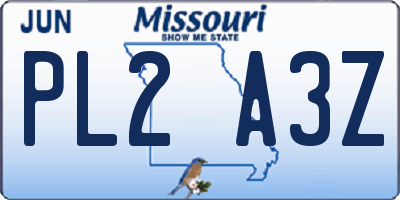 MO license plate PL2A3Z
