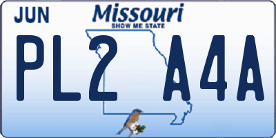 MO license plate PL2A4A