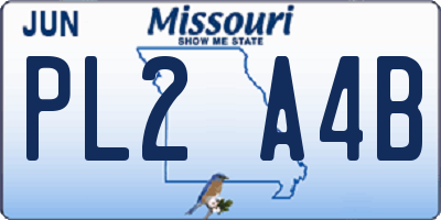MO license plate PL2A4B