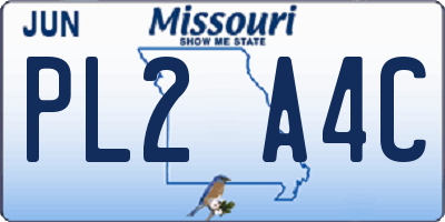 MO license plate PL2A4C