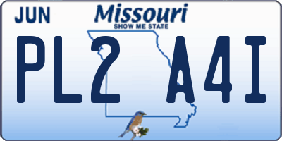 MO license plate PL2A4I