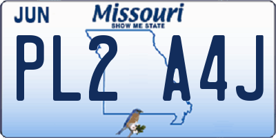 MO license plate PL2A4J