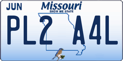MO license plate PL2A4L