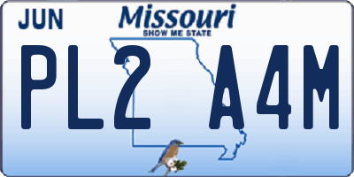 MO license plate PL2A4M
