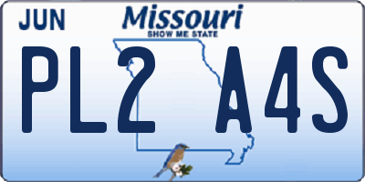 MO license plate PL2A4S