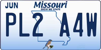 MO license plate PL2A4W