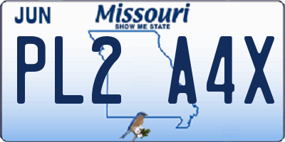 MO license plate PL2A4X