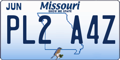 MO license plate PL2A4Z