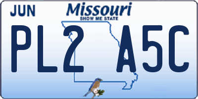 MO license plate PL2A5C
